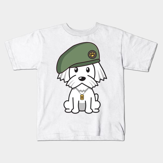 Green Beret white dog Kids T-Shirt by Pet Station